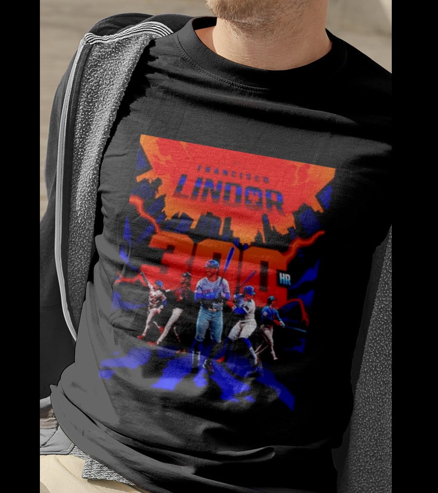 Francisco Lindor New York Mets 300 HR City Skyline Baseball Milestone T-Shirt