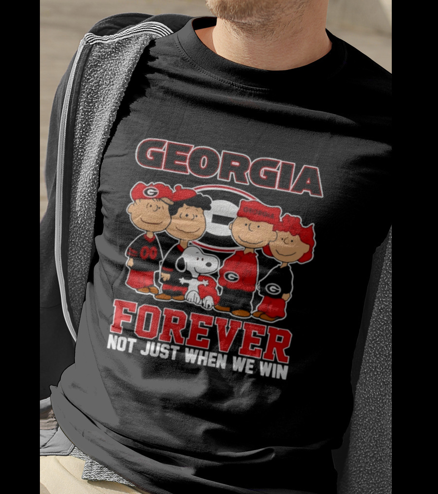 Georgia Bulldogs Peanuts Forever Not Just When We Win Snoopy Woodstock T-Shirt