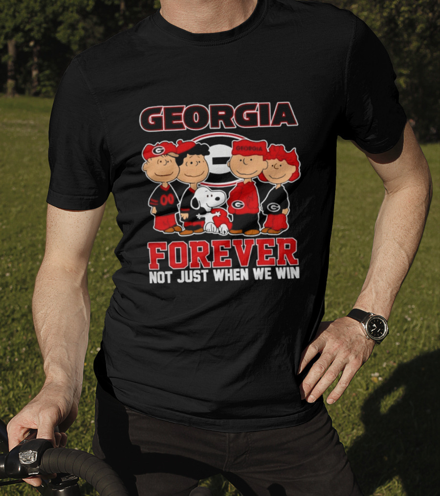 Georgia Bulldogs Peanuts Forever Not Just When We Win Snoopy Woodstock T-Shirt