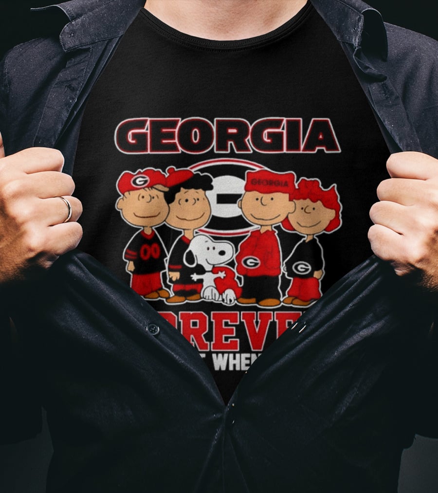 Georgia Bulldogs Peanuts Forever Not Just When We Win Snoopy Woodstock T-Shirt