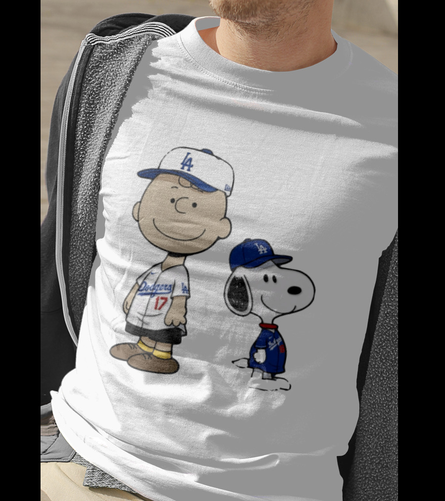 Charlie Brown Snoopy Los Angeles Dodgers MLB Baseball Peanuts Cartoon T-Shirt
