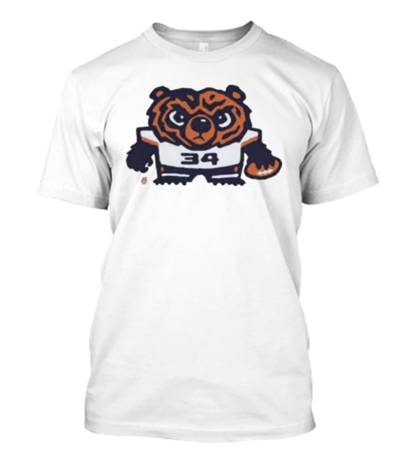Chicago Bears Number 34 Bear Holding Football T-Shirt