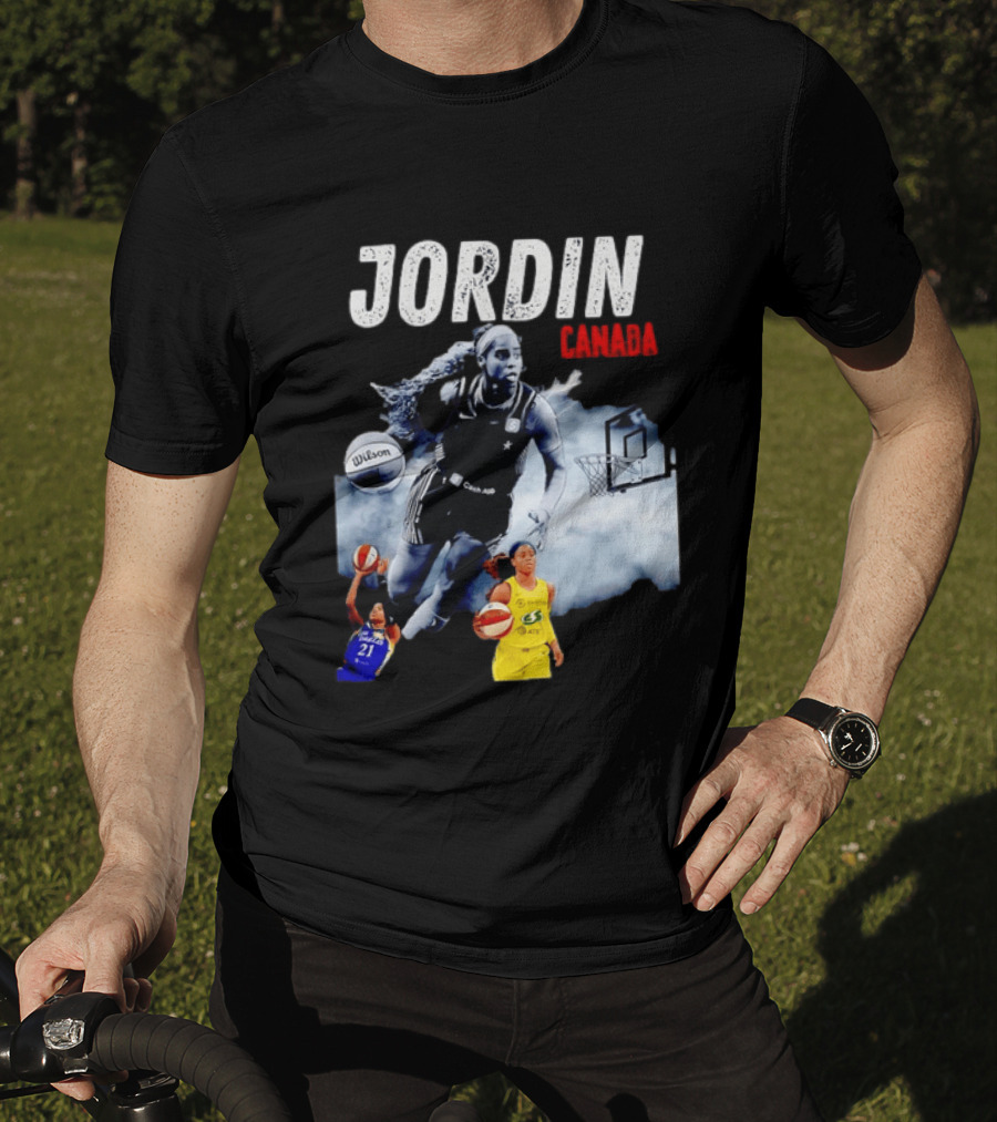 Jordin Canada Los Angeles Basketball Star Wilson Ball Slam Dunk T-Shirt