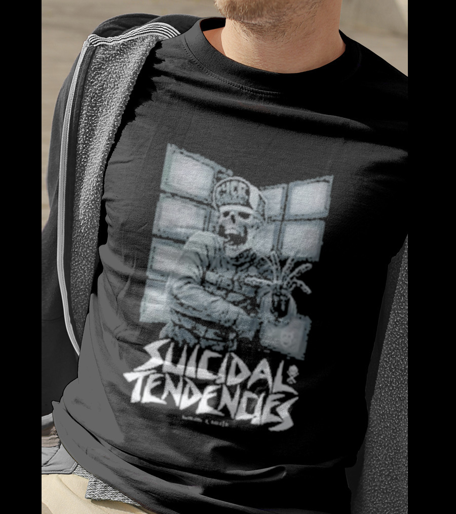 Suicidal Tendencies Institutionalized Skeleton Holding Beaker By Jim 'Taz' Evans T-Shirt