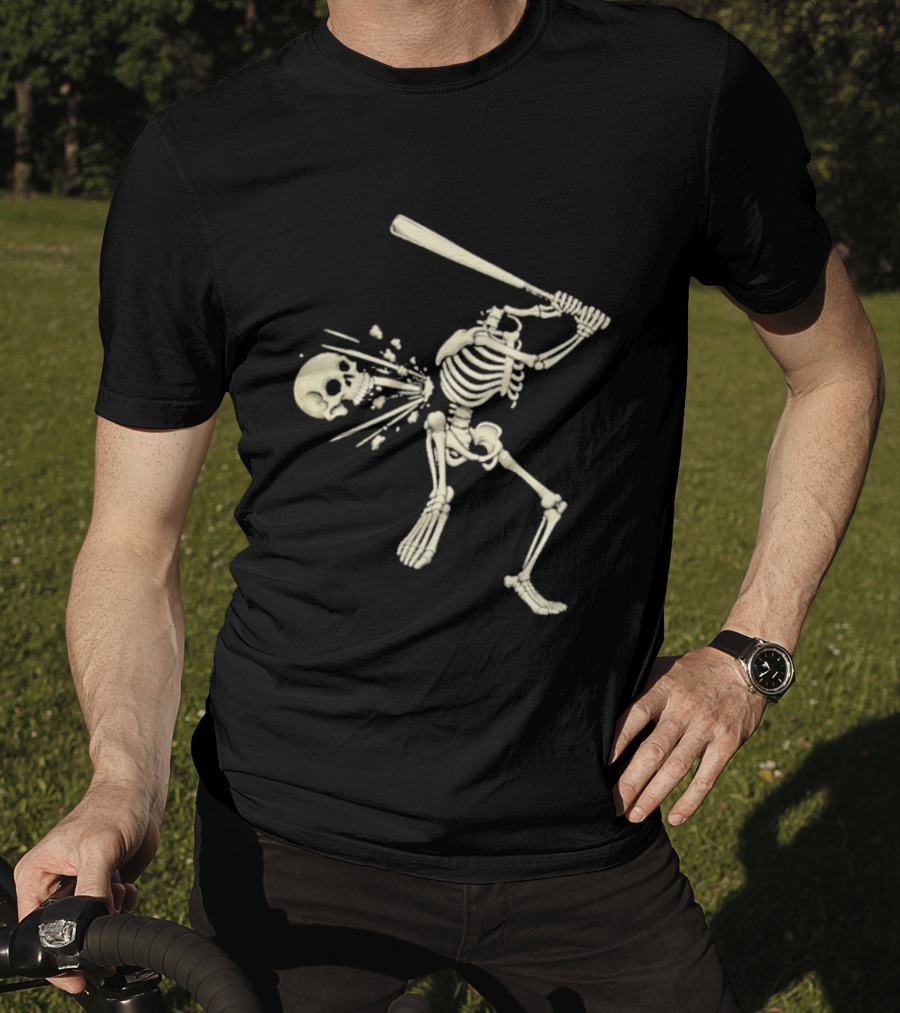 Swinging Skeleton Softball Halloween Vintage Skull Batter T-Shirt