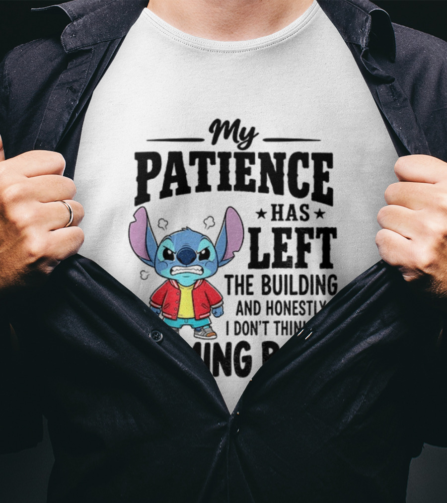 Grumpy Stitch My Patience Has Left The Building I Don't Think It's Coming Back T-Shirt