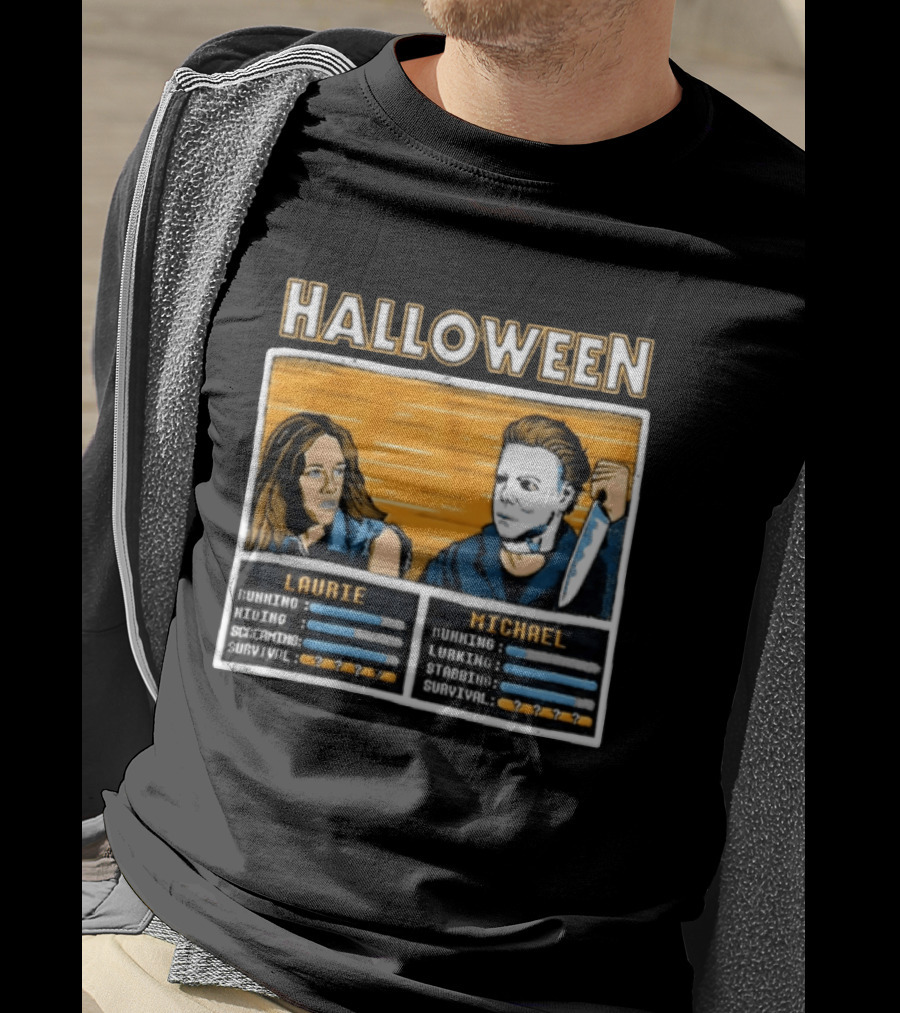 Halloween Laurie Michael Jamie Lee Curtis Michael Myers Stats Survival Horror T-Shirt