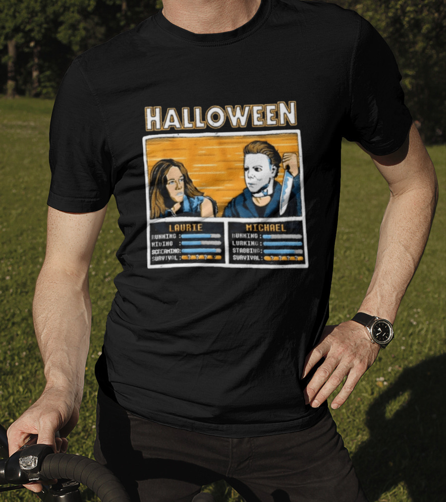 Halloween Laurie Michael Jamie Lee Curtis Michael Myers Stats Survival Horror T-Shirt