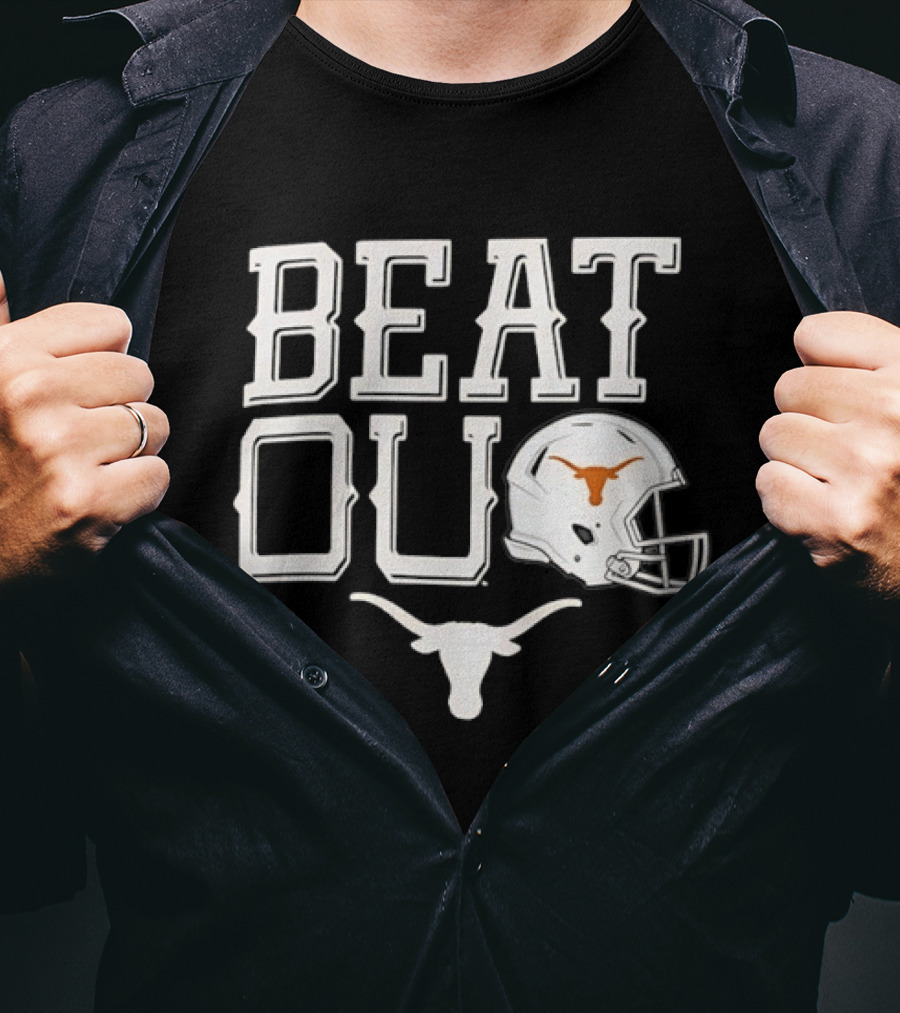 Texas Longhorns Beat OU Red River Rivalry Football Helmet Longhorn T-Shirt