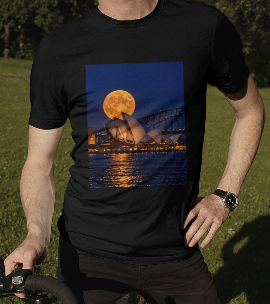Harvest Moon Over Sydney Opera House And Harbour Bridge T-Shirt