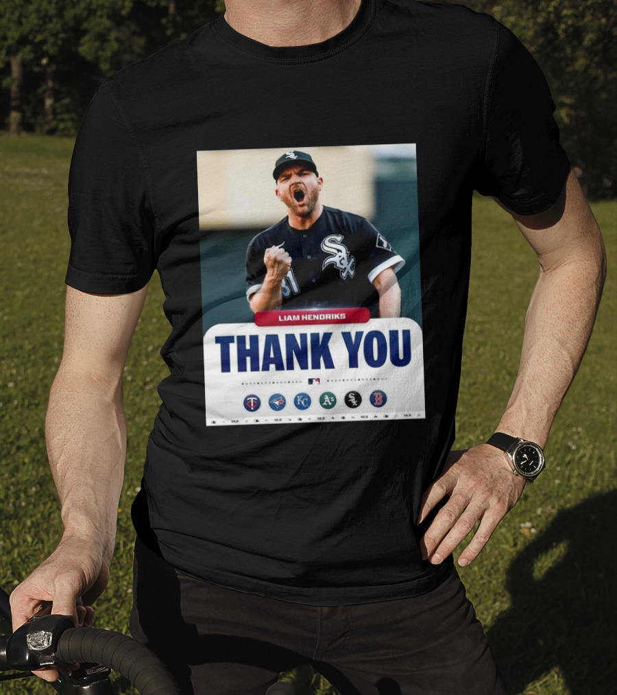 MLB Thank You Liam Hendriks Chicago White Sox Tribute With Team Logos T-Shirt