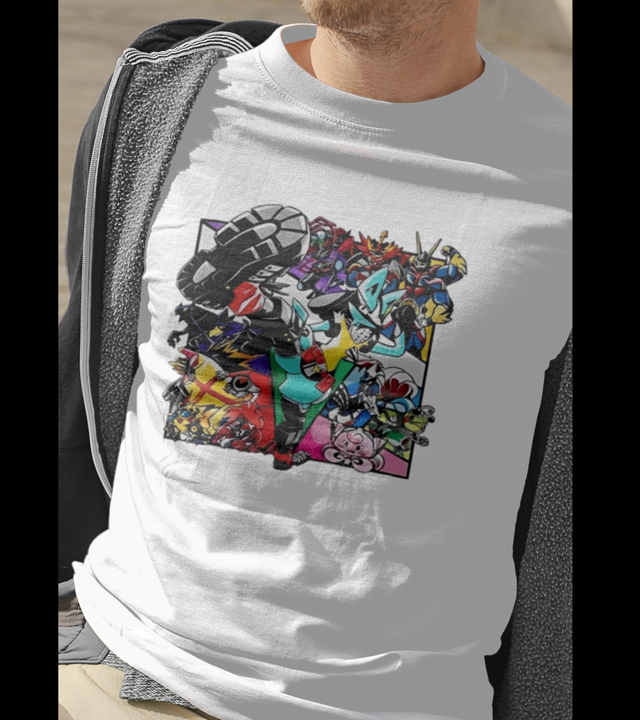 Lucario And Friends Anime Mashup With Megaman Yu Gi Oh Gundam Wigglytuff Pikachu Charizard T-Shirt