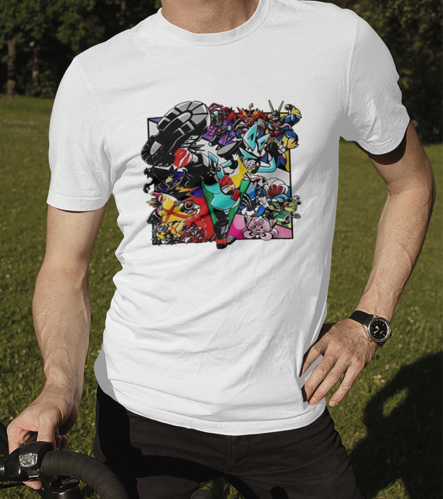 Lucario And Friends Anime Mashup With Megaman Yu Gi Oh Gundam Wigglytuff Pikachu Charizard T-Shirt