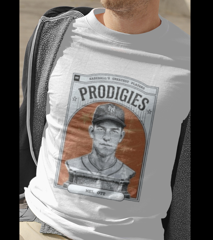 Baseball's Greatest Players Prodigies Mel Ott Vintage NY Landmark T-Shirt
