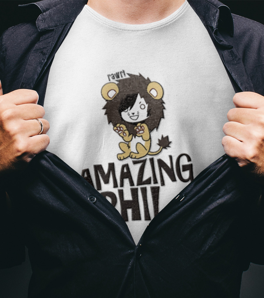 Amazing Phil Phil Rawr Cartoon Boy Wearing Lion T-Shirt