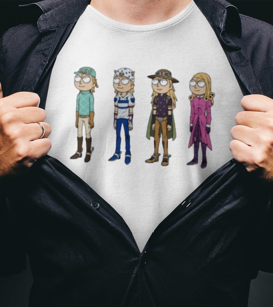 Rick And Morty JoJo's Bizarre Adventure Crossover Characters Fan T-Shirt