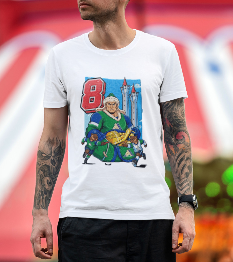 Shipachyov 8 Fur Hat Muscular Hockey Player Holding Gold Helmets T-Shirt