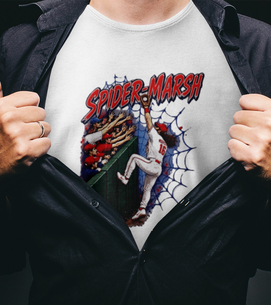 Spider Marsh Brandon Marsh Philadelphia Phillies Baseball Catch Action T-Shirt