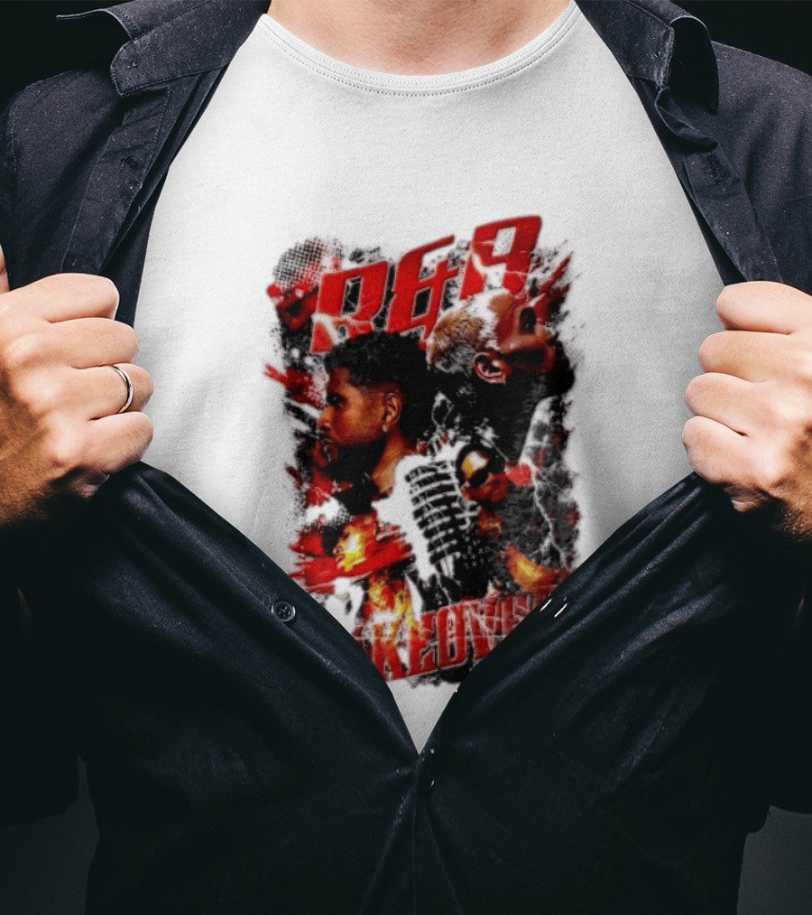 Usher Chris Brown R&B Takeover Singing Lightning Collage T-Shirt