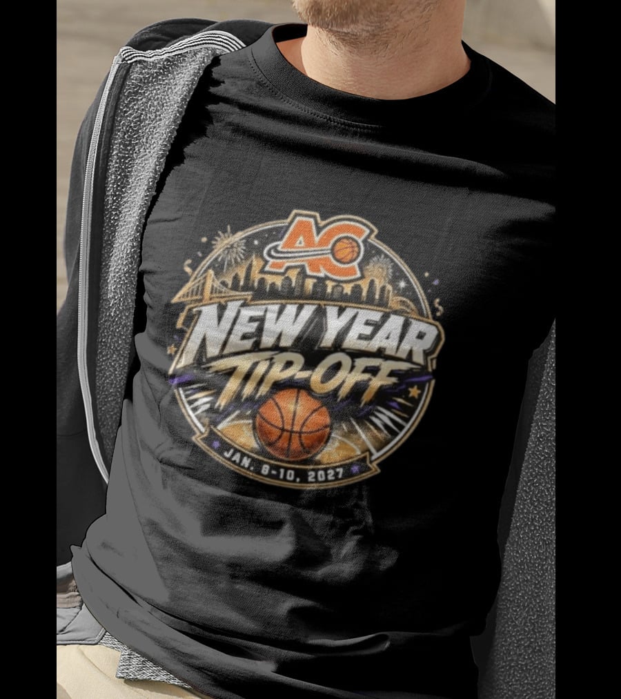 ACB New Year Tip Off 2027 Jan 8 10 Basketball Skyline Fireworks T-Shirt