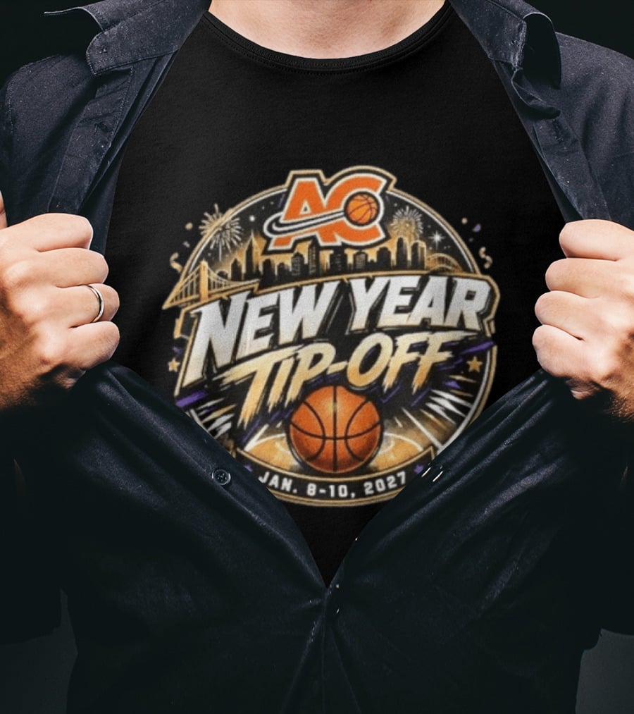 ACB New Year Tip Off 2027 Jan 8 10 Basketball Skyline Fireworks T-Shirt