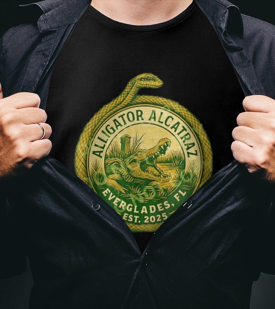 Alligator Alcatraz Everglades Florida Est. 2025 Snake And Reptile T-Shirt
