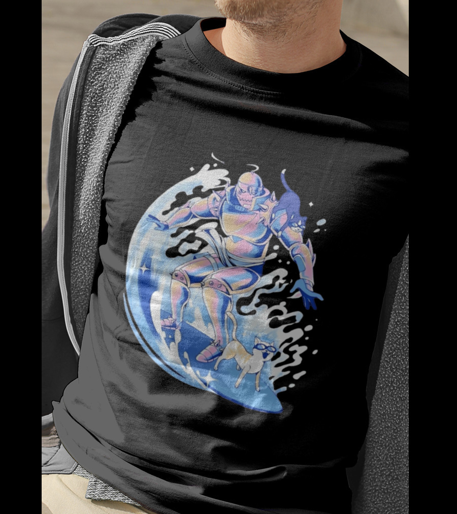 Alphonse Elric Surfing Adventure With Cool Cats On Waves T-Shirt