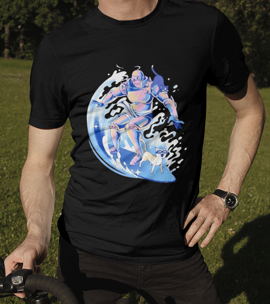 Alphonse Elric Surfing Adventure With Cool Cats On Waves T-Shirt