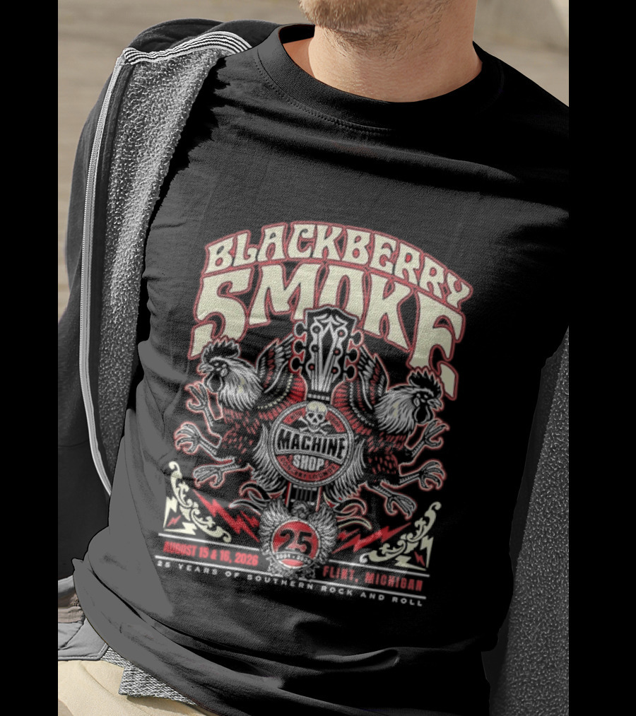 Blackberry Smoke Machine Shop Flint Michigan 25 Years Of Southern Rock And Roll T-Shirt