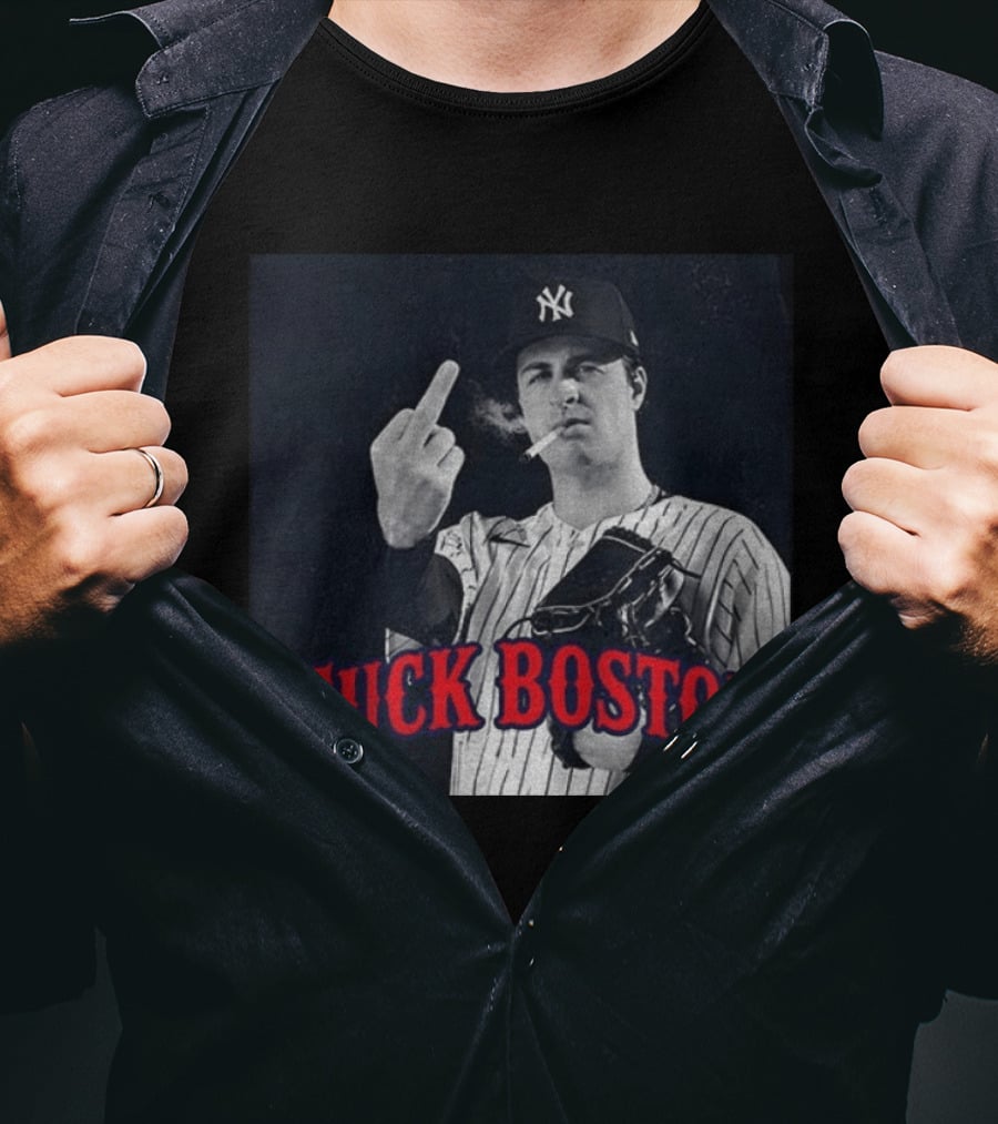 Cam Schlittler The Fuck Yankees Fuck Boston Meme Yankees Player Middle Finger Yankee Cap T-Shirt