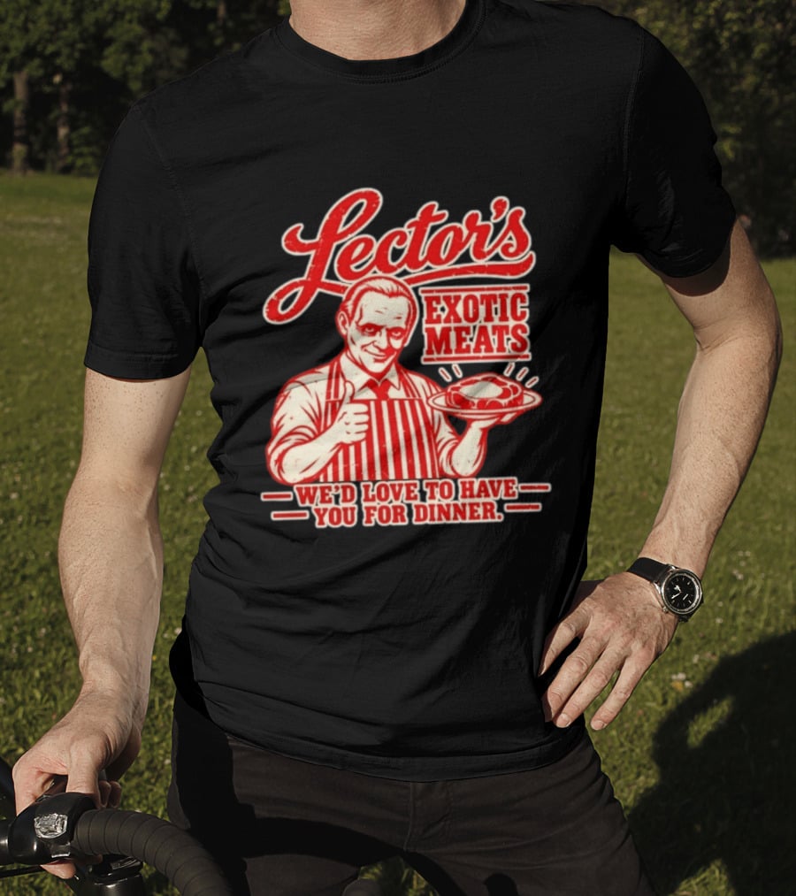 Lector's Exotic Meats We'd Love To Have You For Dinner Distressed T-Shirt