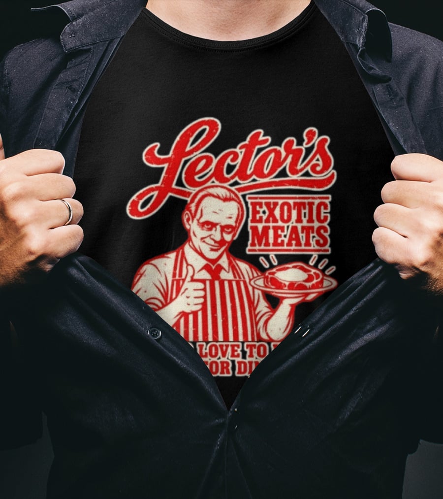 Lector's Exotic Meats We'd Love To Have You For Dinner Distressed T-Shirt