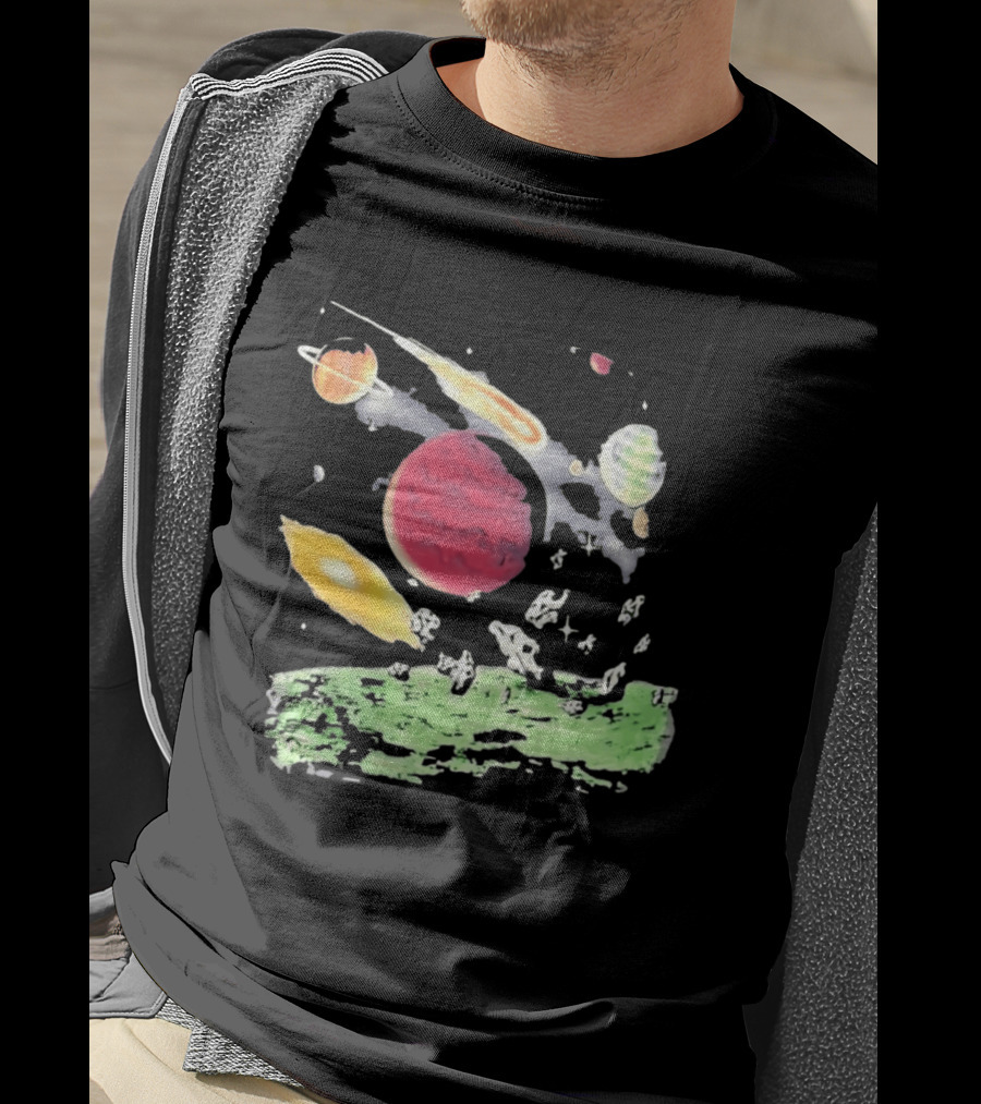 Space Galaxy Planet Asteroid Field Colorful Cosmic Scene T-Shirt