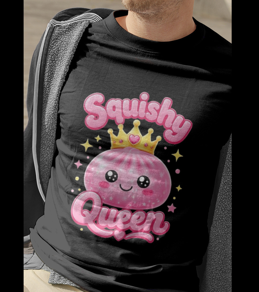 Squishy Queen Kawaii Mochi Pink Princess Cute Crown Stars T-Shirt