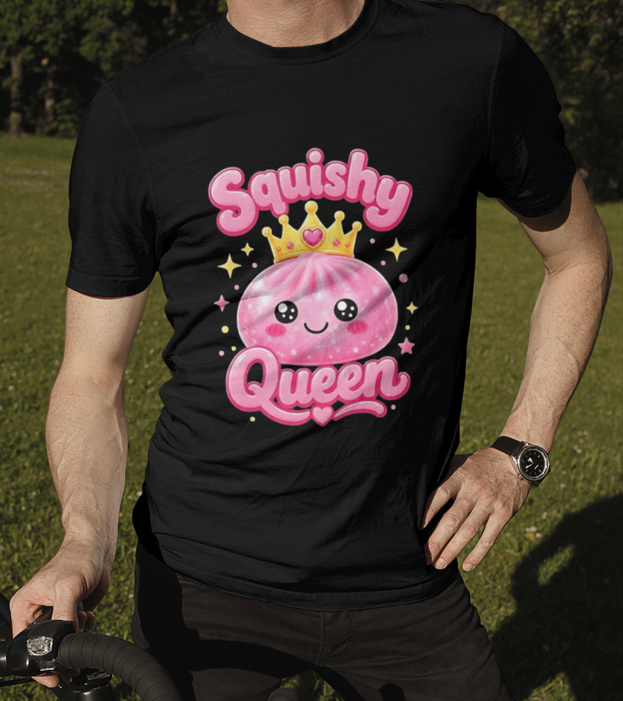 Squishy Queen Kawaii Mochi Pink Princess Cute Crown Stars T-Shirt