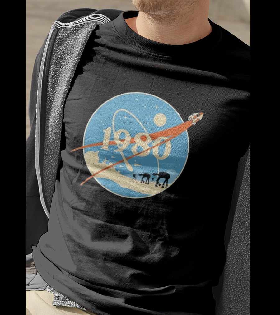 Star Wars 1980 Space Mission Inspired By Empire Strikes Back NASA Style Logo With AT AT Walkers T-Shirt