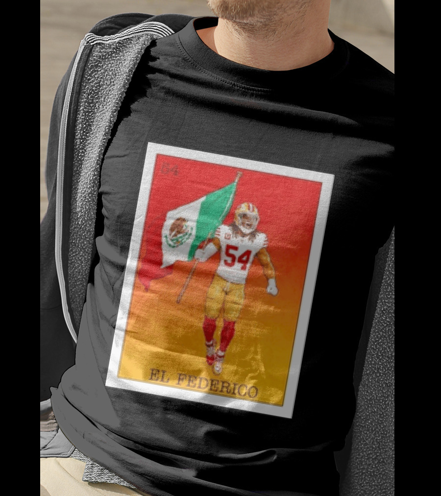 Fred Warner San Francisco 49ers El Federico Loteria Card Mexican Flag Icon 54 T-Shirt