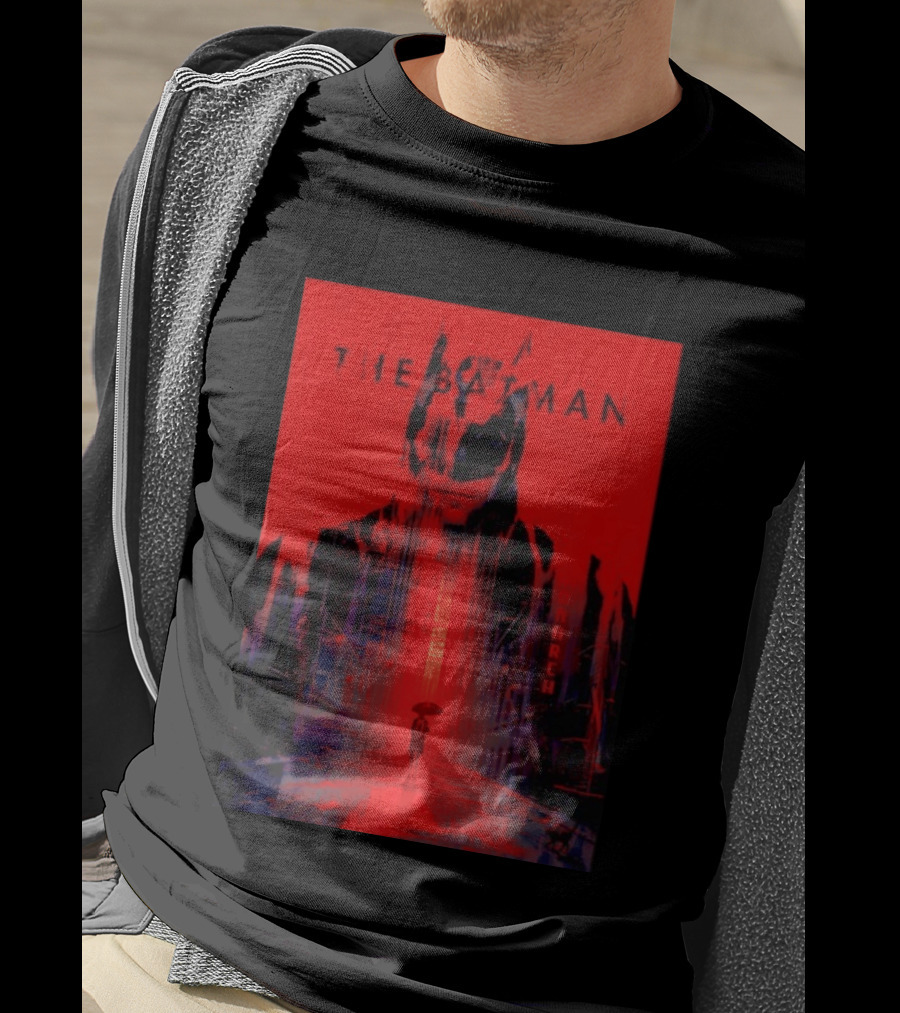 The Batman Monarch March Red Background Iconic Gotham Scene T-Shirt