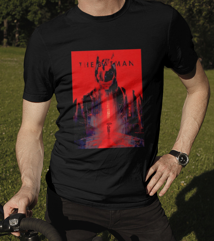 The Batman Monarch March Red Background Iconic Gotham Scene T-Shirt