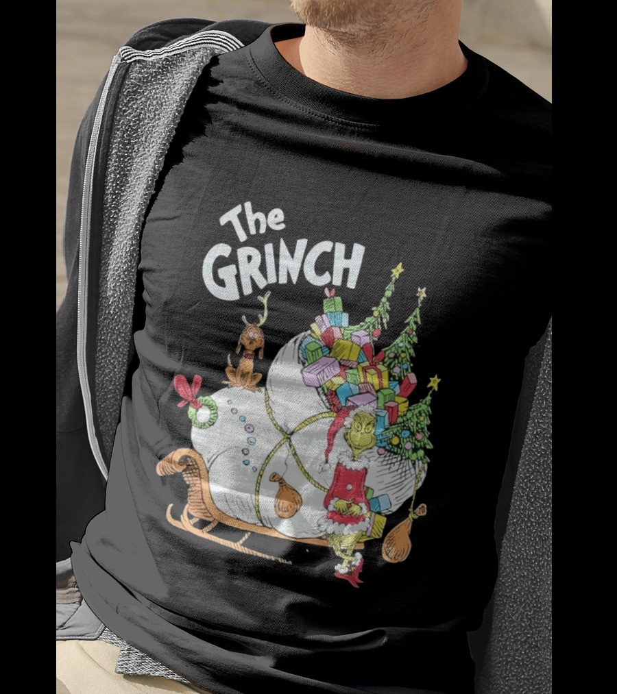 The Grinch Christmas Sleigh With Max And Presents T-Shirt