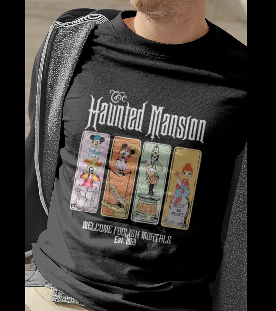 The Haunted Mansion Welcome Foolish Mortals Est 1969 Distressed T-Shirt