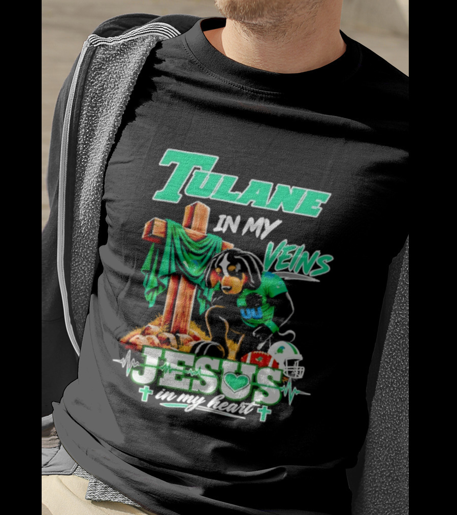 Tulane Spirit Football Jesus Faithful Heart Cross Helmets Football T-Shirt