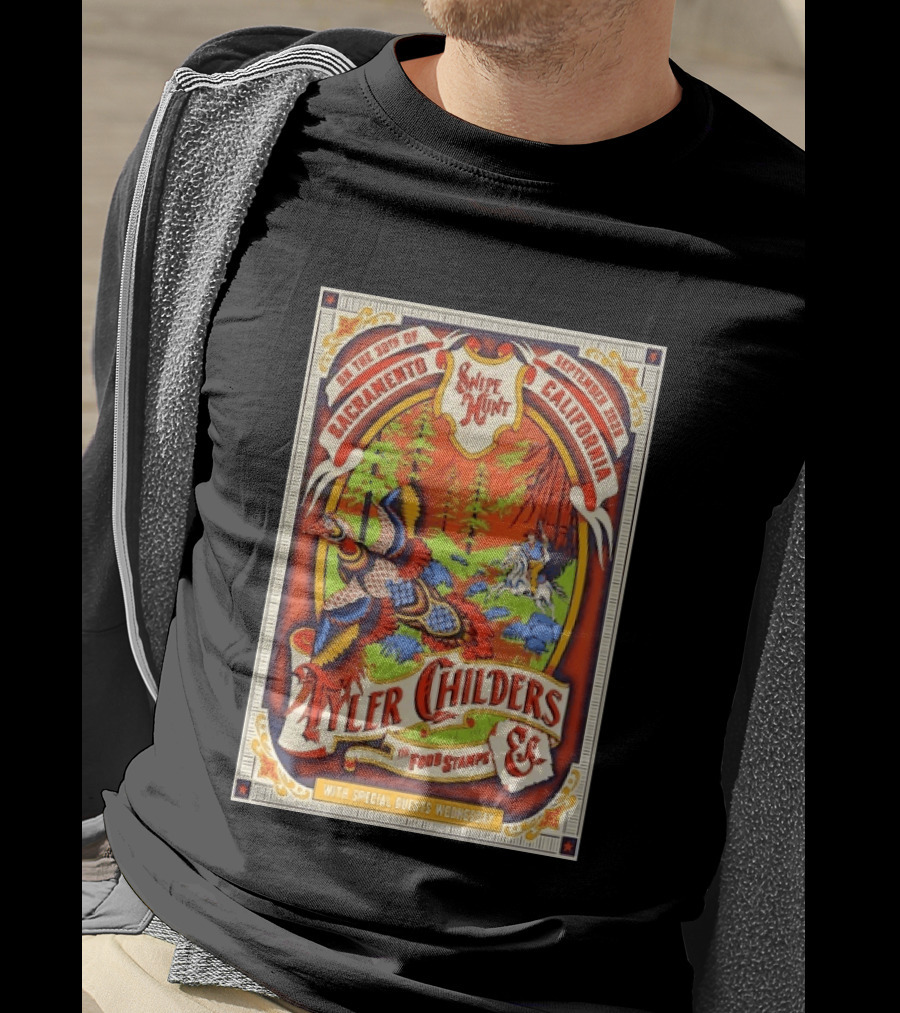 Tyler Childers And The Food Stamps Snipe Hunt Sacramento September 30th 2023 California Concert T-Shirt