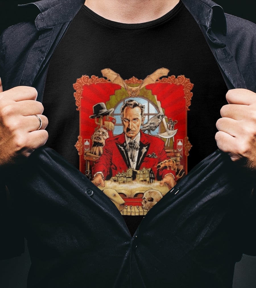 Vincent Price Horror Icon Vintage Art Classic Spooky Gothic T-Shirt