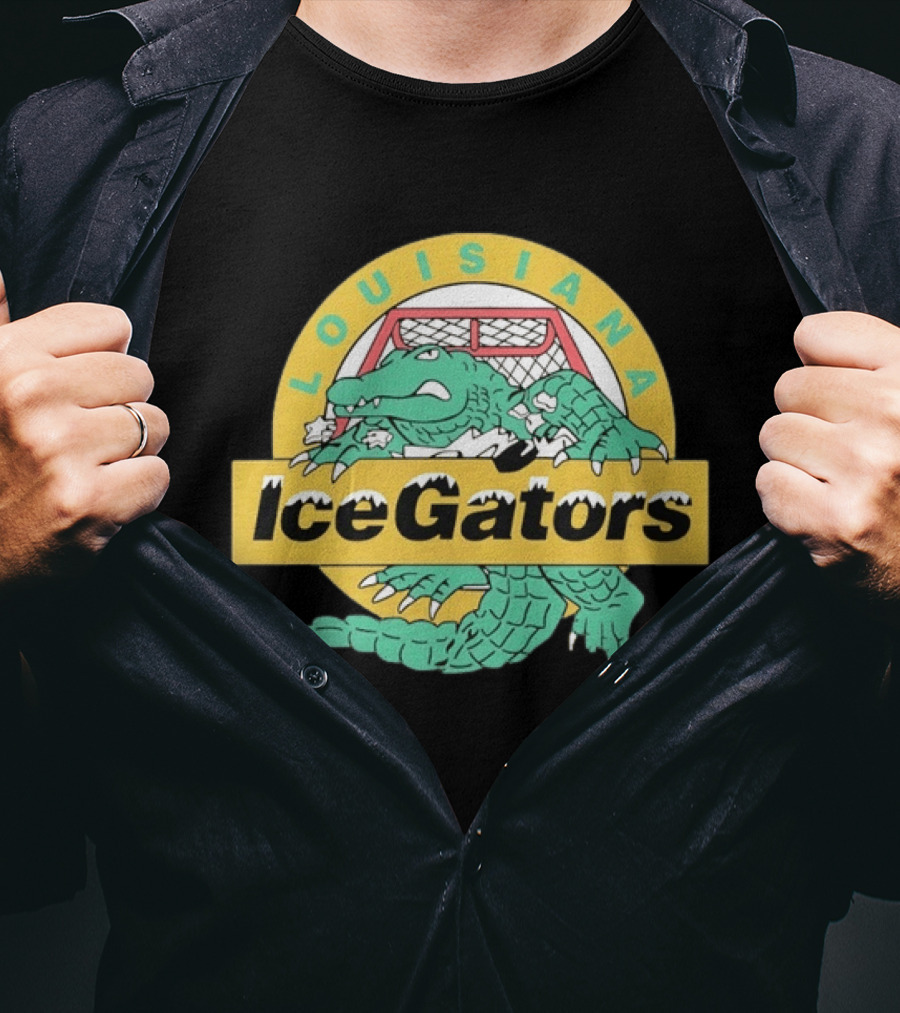 Louisiana IceGators Hockey Team Alligator And Net T-Shirt
