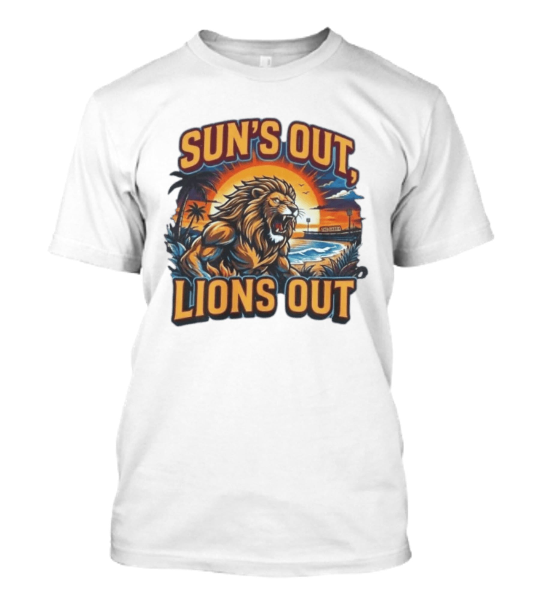 Sun's Out Lions Out Brisbane Lions Bold Tropical Roar T-Shirt