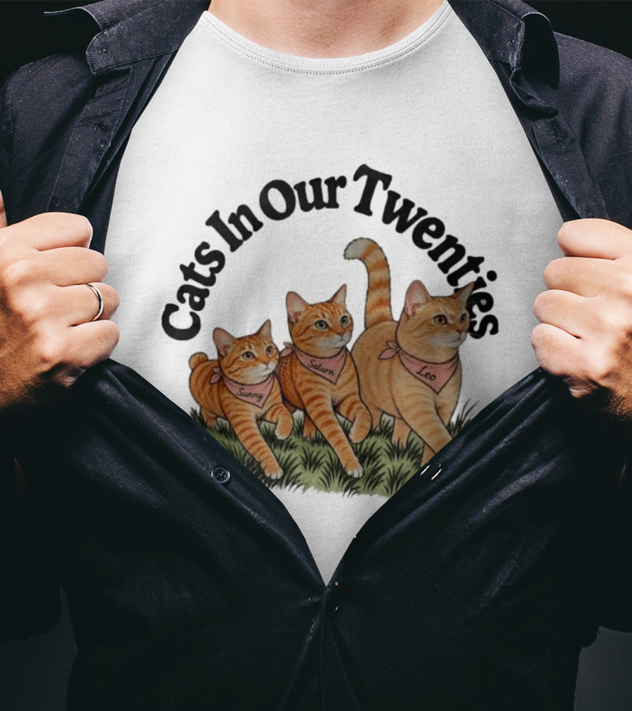 Cats In Our Twenties Sunny Saturn Leo Trio T-Shirt