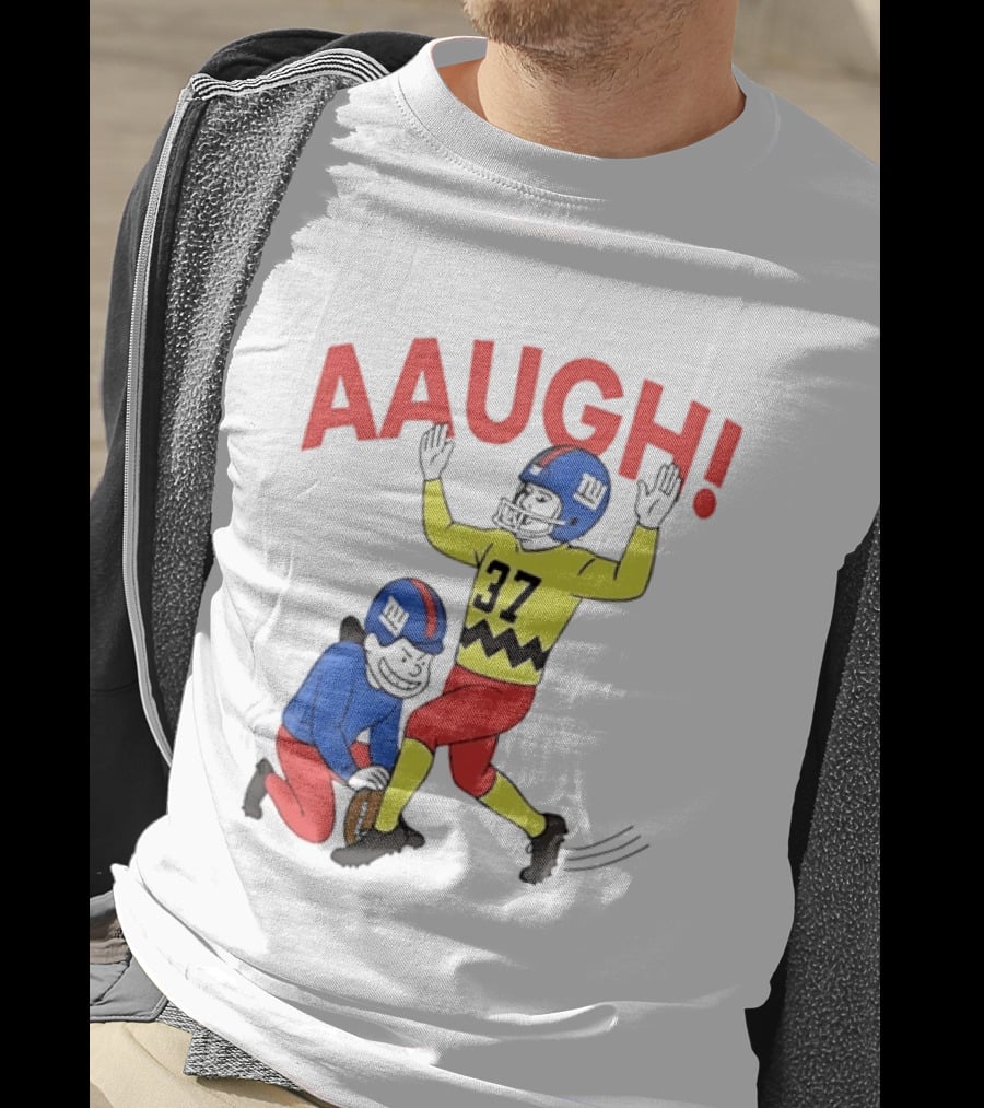 Charlie Brown New York Giants AAUGH Football 37 Peanuts Comic T-Shirt