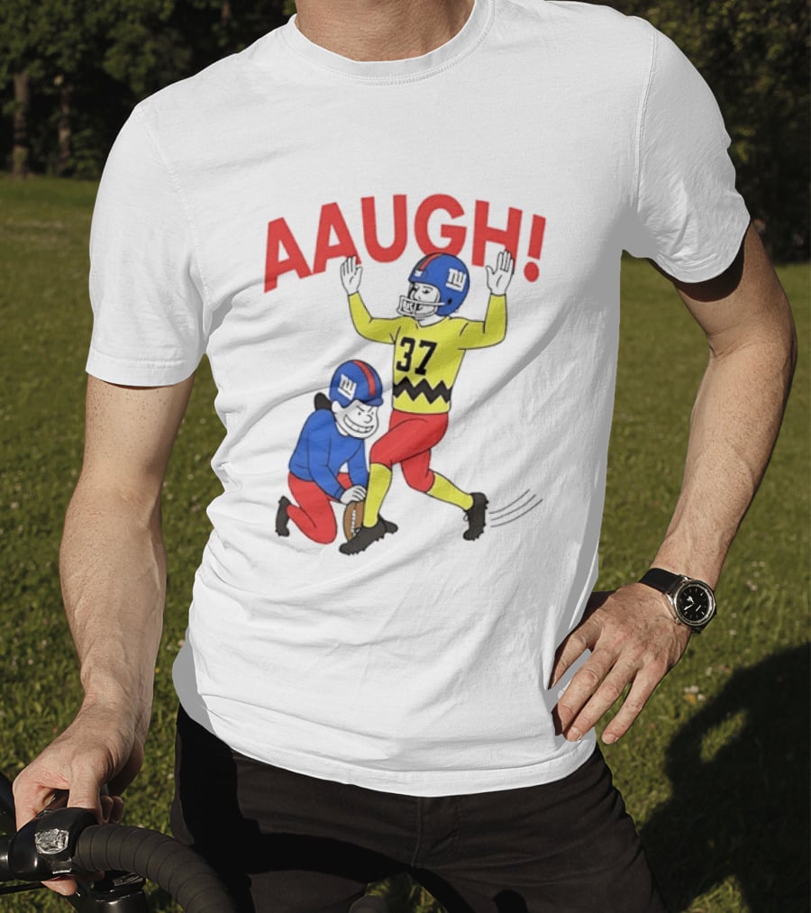 Charlie Brown New York Giants AAUGH Football 37 Peanuts Comic T-Shirt