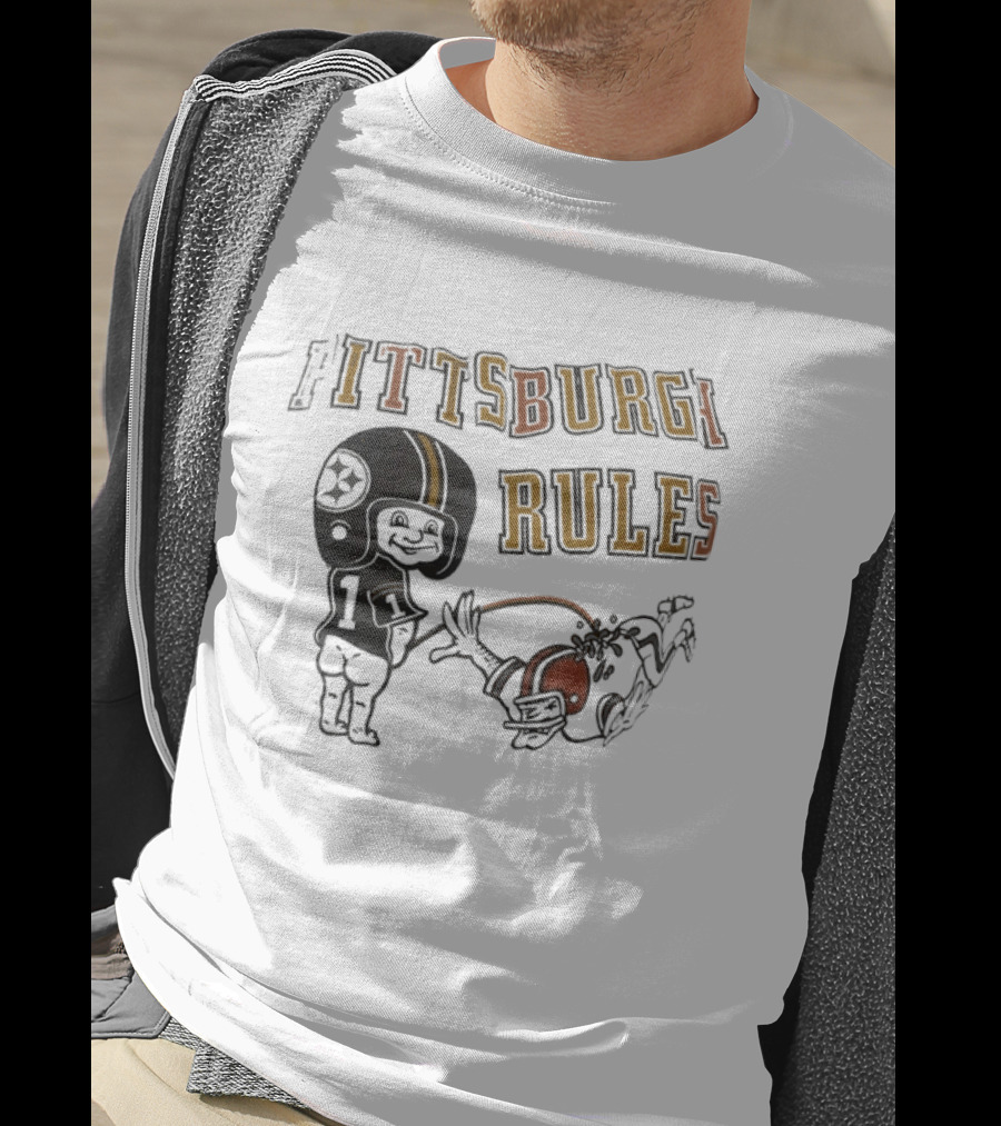 Pittsburgh Rules Football Helmet Kid Kicking Rival Team T-Shirt